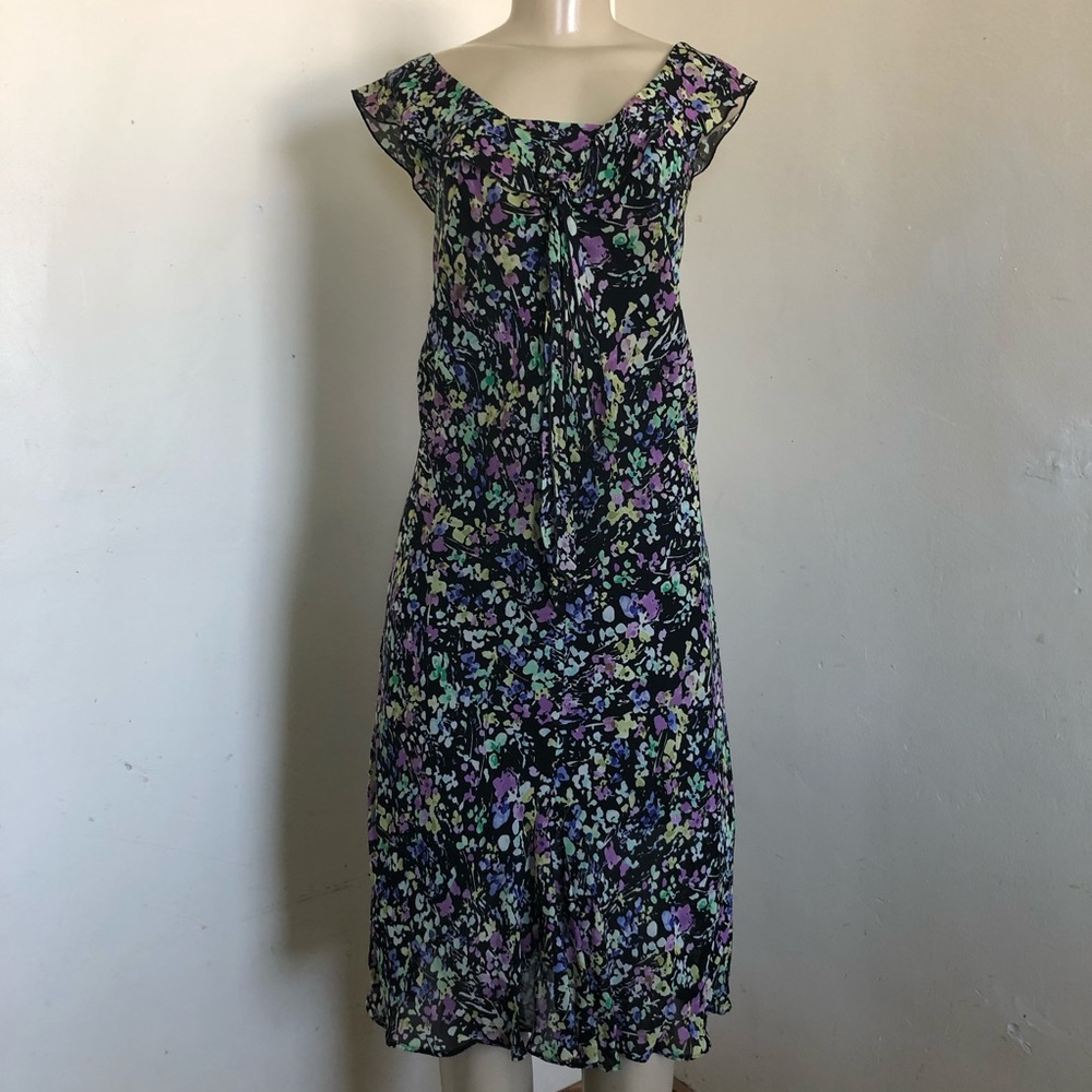 Jones New York Dress 16 Purple Blue V Neck Swing